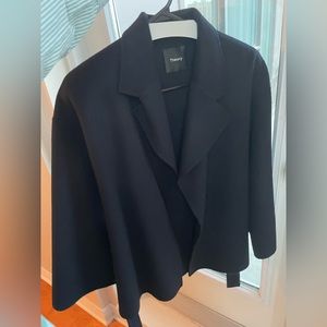 Theory Navy Wool Cashmere Coat with Belt ｜P｜Navy